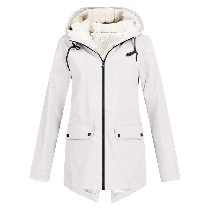 Damen Wasserdichter Winter Trenchcoat Mit Kapuze Coat