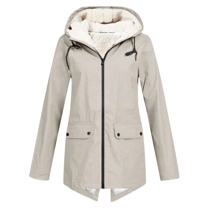 Damen Wasserdichter Winter Trenchcoat Mit Kapuze Coat