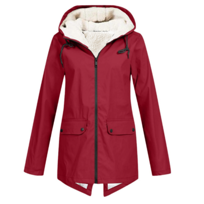 Damen Wasserdichter Winter Trenchcoat Mit Kapuze Coat