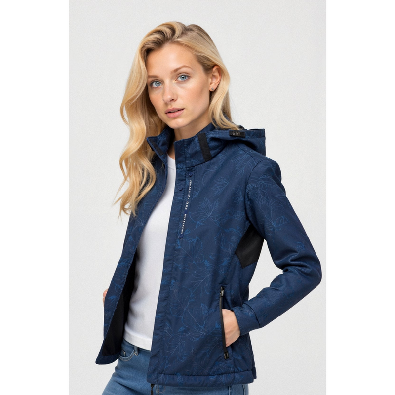 Damen-Windbreaker mit Kapuze und Reißverschluss
