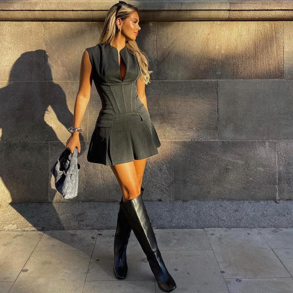 Elegantes Minikleid Mit Korsett Und Faltenrock Für Frauen