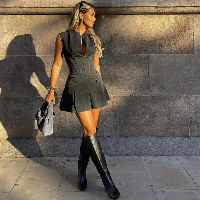 Elegantes Minikleid Mit Korsett Und Faltenrock Für Frauen