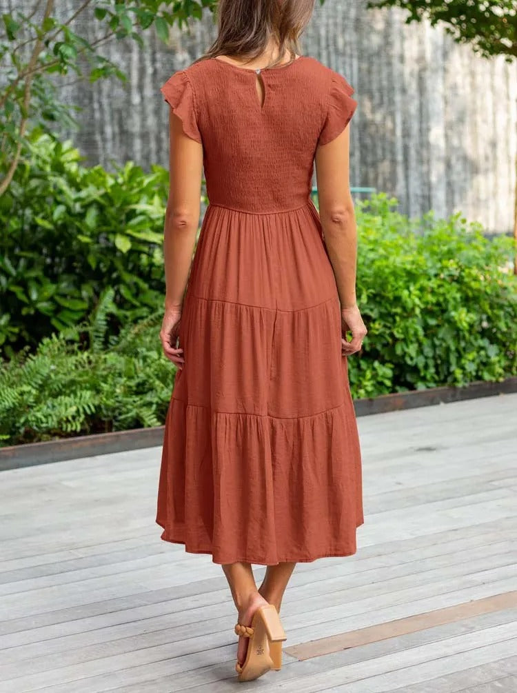 Warmes Kleid Mit Rüschendetails Und Taschen Für Dich