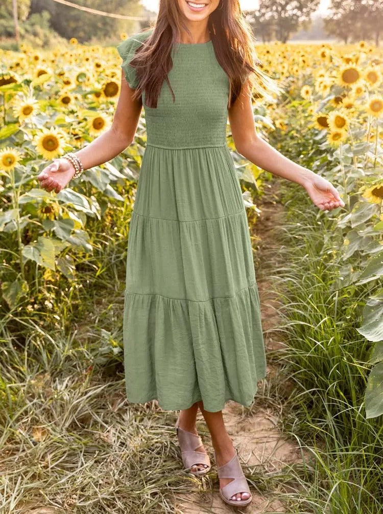 Warmes Kleid Mit Rüschendetails Und Taschen Für Dich