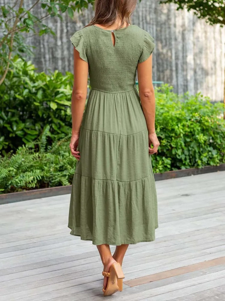 Warmes Kleid Mit Rüschendetails Und Taschen Für Dich