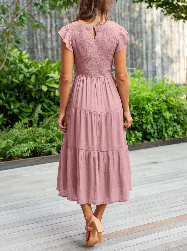 Warmes Kleid Mit Rüschendetails Und Taschen Für Dich