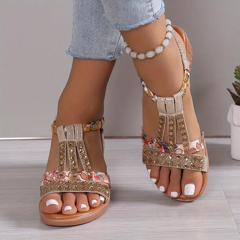 Bequeme und Schöne Leichtes - Boho Glam Keilsandalen