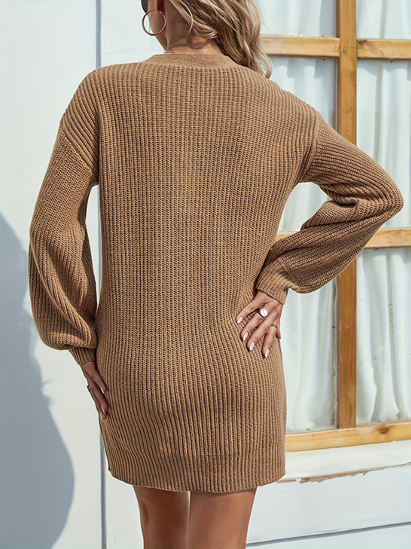 Elegantes Karamell Mini Pullover Kleid für Frauen