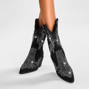 Elegante Glitzer Cowboystiefel Damen Mit Strass Stiefel