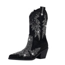 Elegante Glitzer Cowboystiefel Damen Mit Strass Stiefel