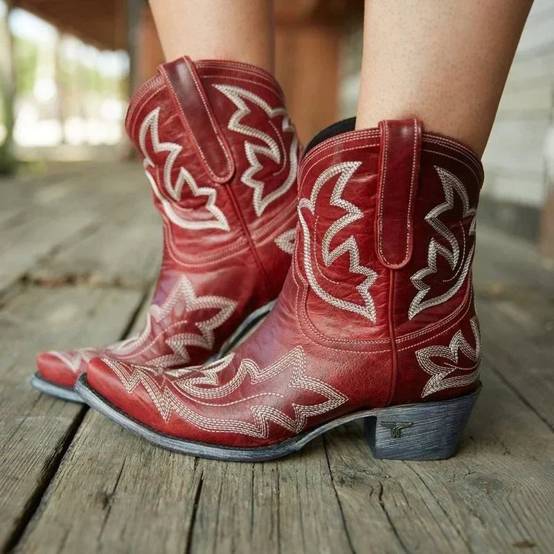 Elegante Warme Bestickte Cowboy Für Frauen Stiefel