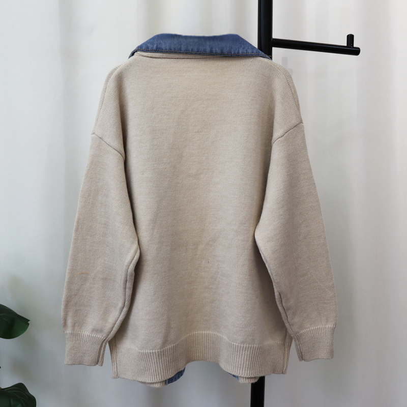 Elegante Weiche Damenweste Mit Denim-Akzenten Für Stil