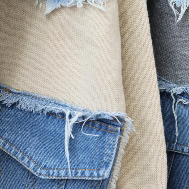 Elegante Weiche Damenweste Mit Denim-Akzenten Für Stil