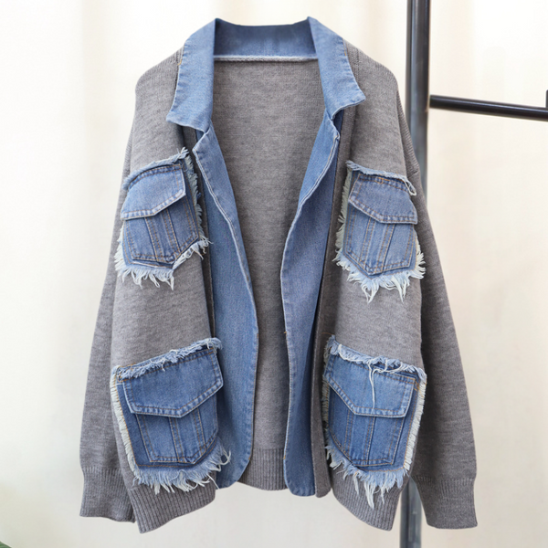 Elegante Weiche Damenweste Mit Denim-Akzenten Für Stil
