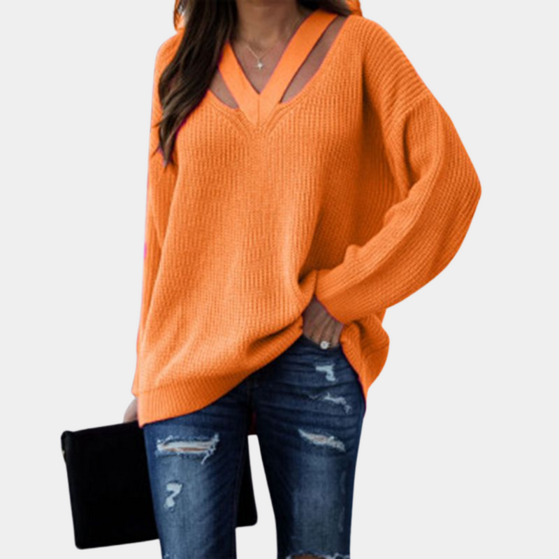 Eleganter Bequemer Pullover Für Damen Mit V-Ausschnitt