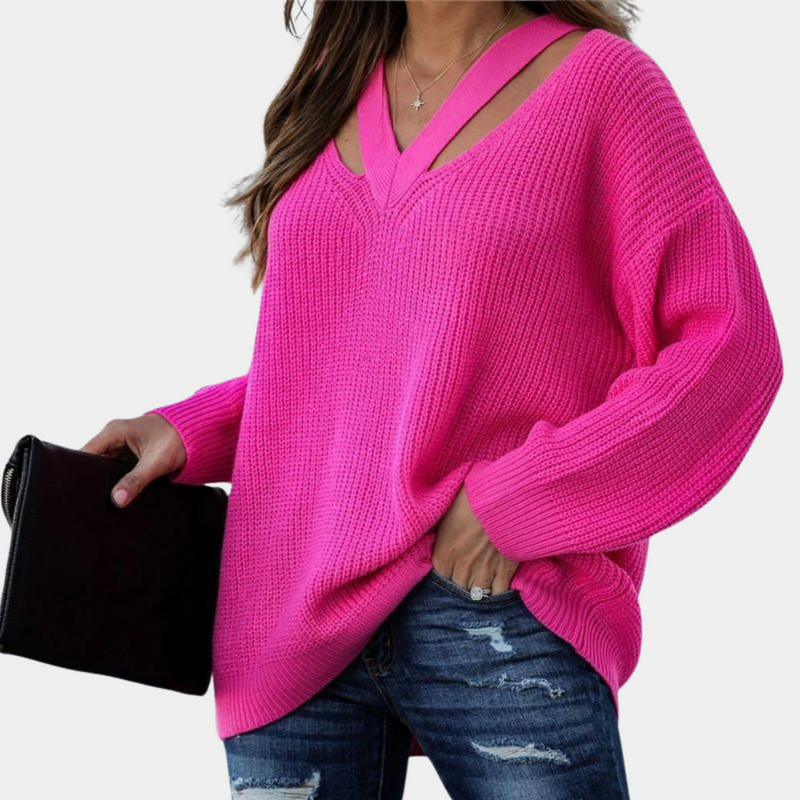 Eleganter Bequemer Pullover Für Damen Mit V-Ausschnitt