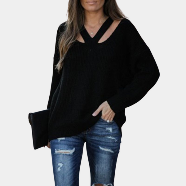 Eleganter Bequemer Pullover Für Damen Mit V-Ausschnitt