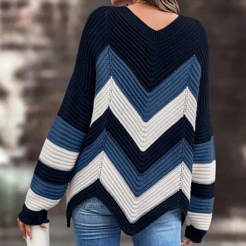 Eleganter Damen Strickpullover Mit Wellenmuster Für Alltag
