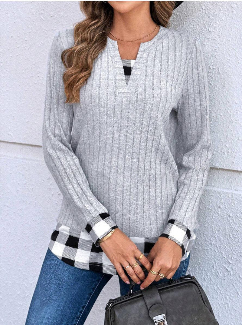 Eleganter Grauer Pullover Mit V-Ausschnitt Für Jeden Tag