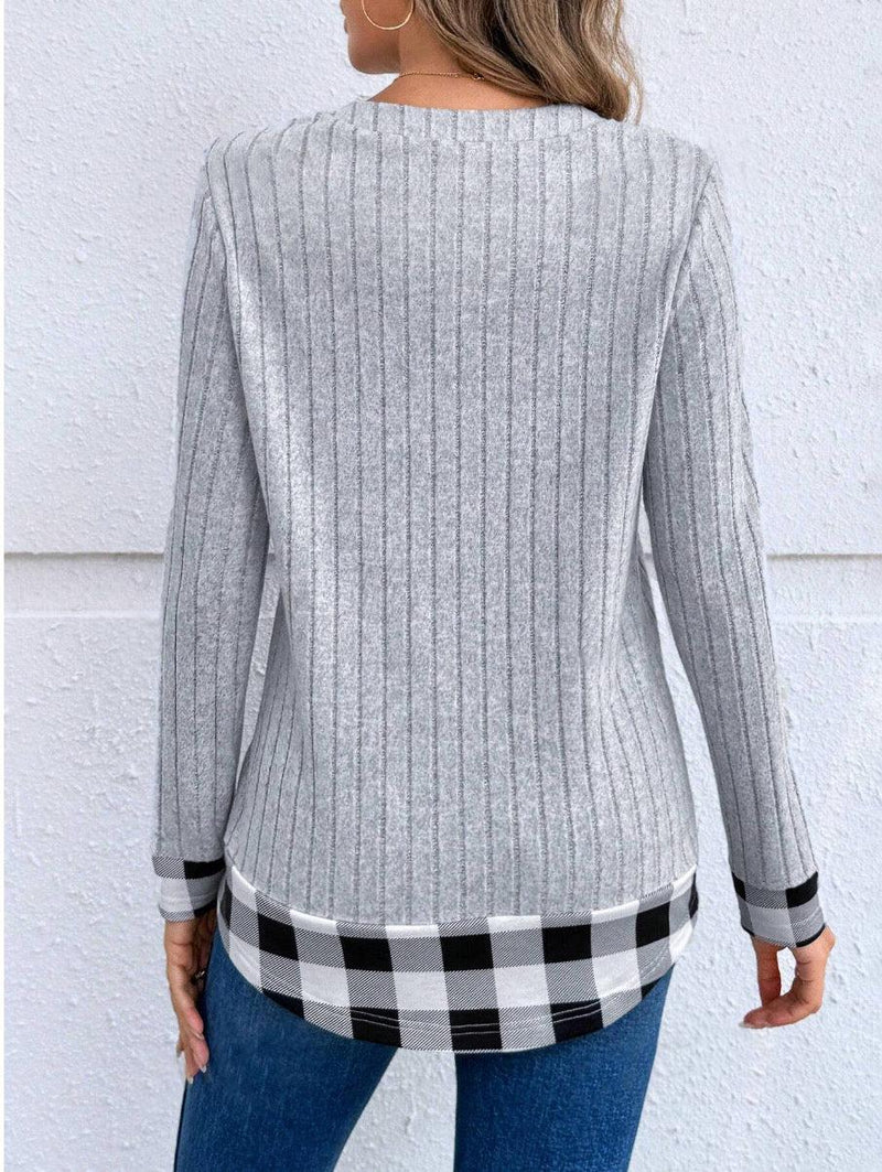 Eleganter Grauer Pullover Mit V-Ausschnitt Für Jeden Tag