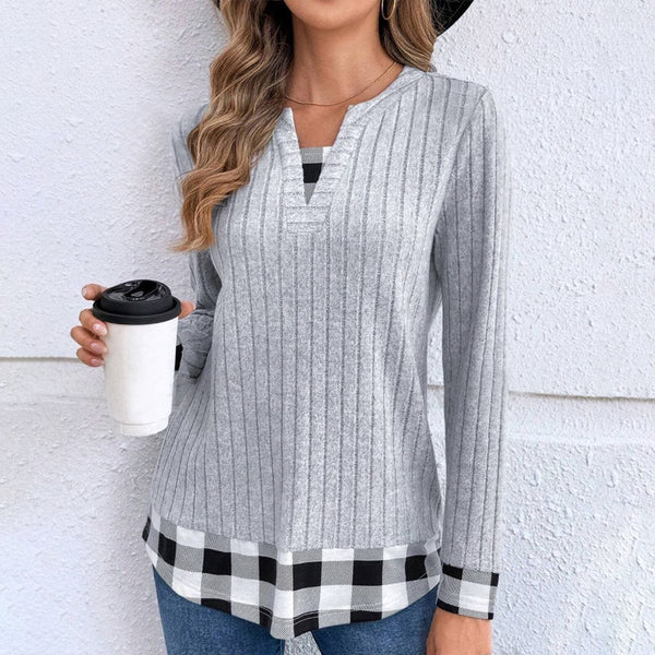 Eleganter Grauer Pullover Mit V-Ausschnitt Für Jeden Tag