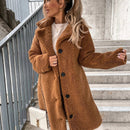 Eleganter Kuschelig Warmer Teddy Weicher Mantel Lang Coat