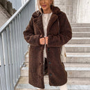 Eleganter Kuschelig Warmer Teddy Weicher Mantel Lang Coat