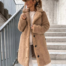 Eleganter Kuschelig Warmer Teddy Weicher Mantel Lang Coat