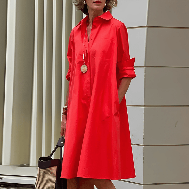 Elegantes Kleid mit Umlegekragen & Dreiviertelärmeln für dich