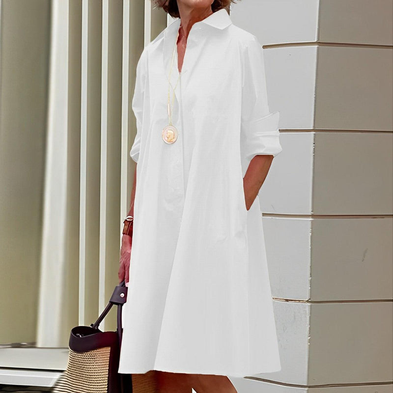 Elegantes Kleid mit Umlegekragen & Dreiviertelärmeln für dich