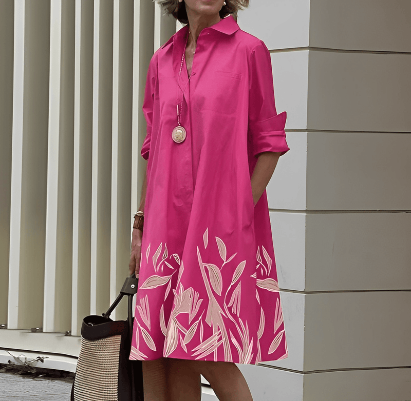 Elegantes Kleid mit Umlegekragen & Dreiviertelärmeln für dich