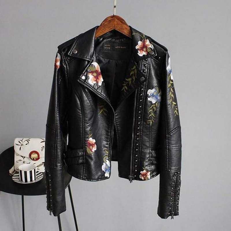 Emilia - Damen-Lederjacke mit Blumenmuster