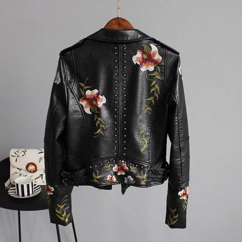 Emilia - Damen-Lederjacke mit Blumenmuster