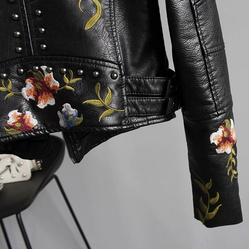 Emilia - Damen-Lederjacke mit Blumenmuster