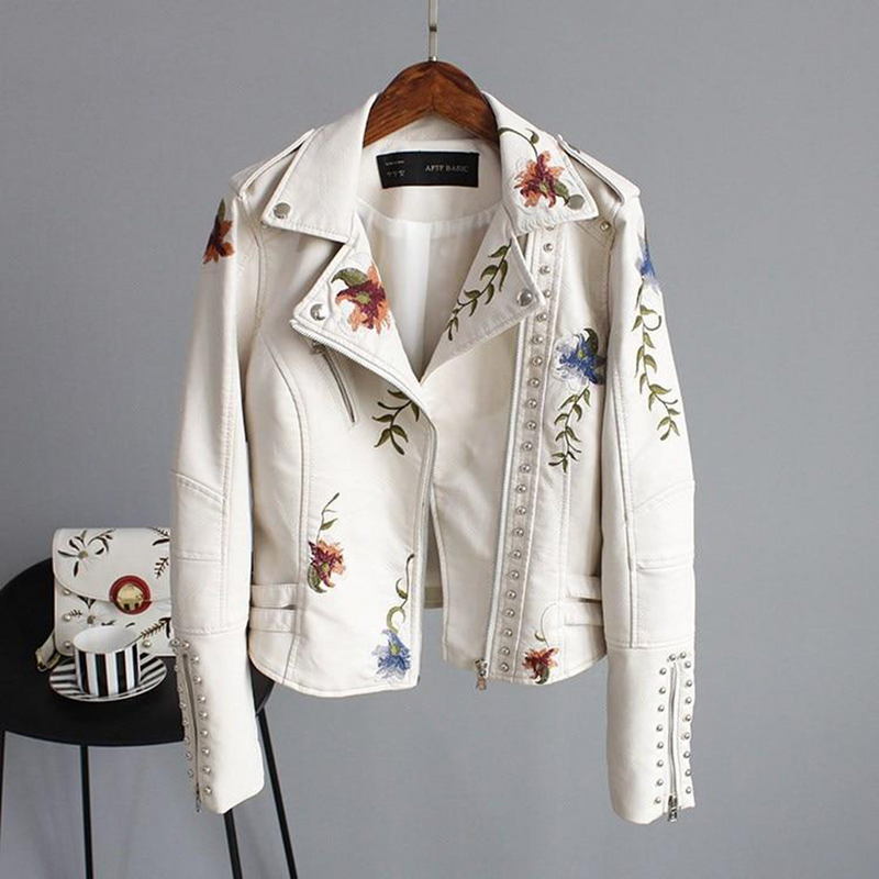 Emilia - Damen-Lederjacke mit Blumenmuster