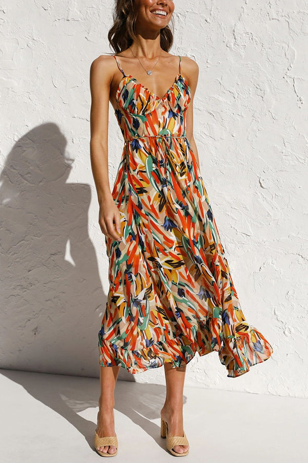 Buntes, Verspieltes Josefine Midikleid für Damen im Sommer