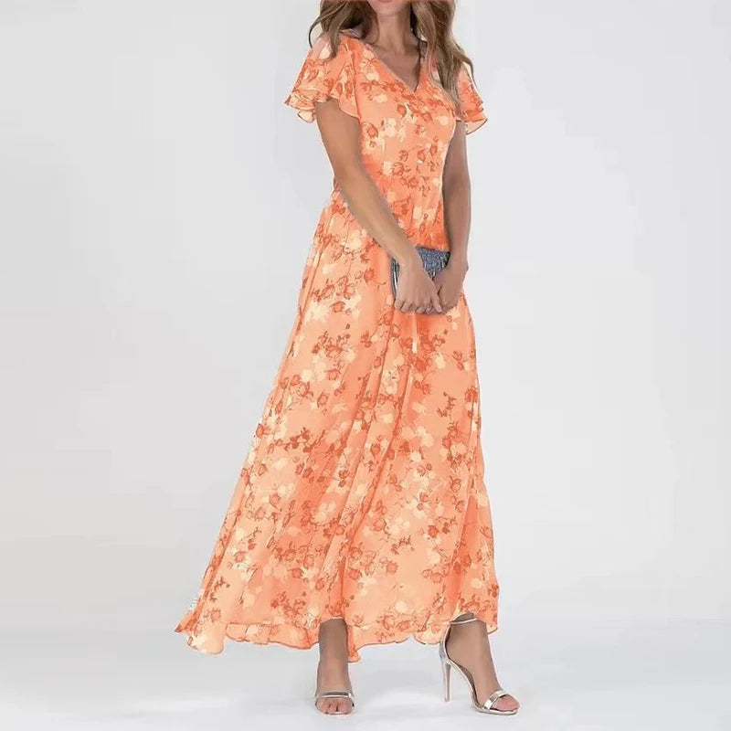 Warmes Kleid mit floralem Muster für dich zum Tragen