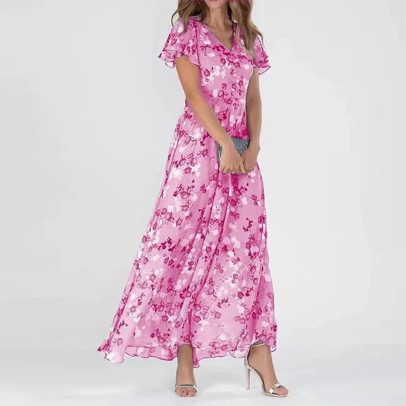 Warmes Kleid mit floralem Muster für dich zum Tragen