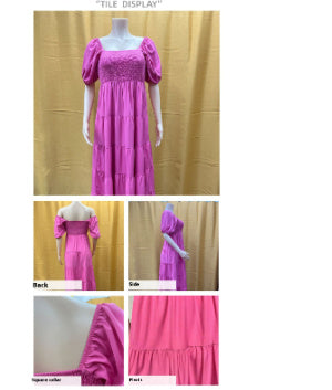 Schönes Bequemes A-Linien Kleid mit quadratischem Kragen