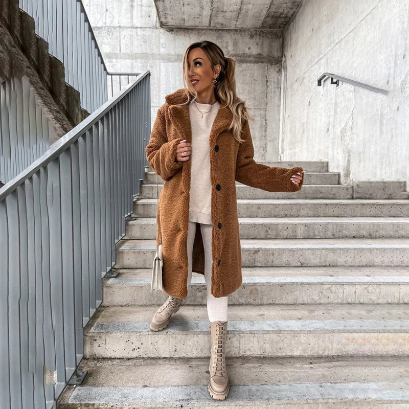 Flauschiger Warmer Wintermantel Für Damen Stilvoll Mantel