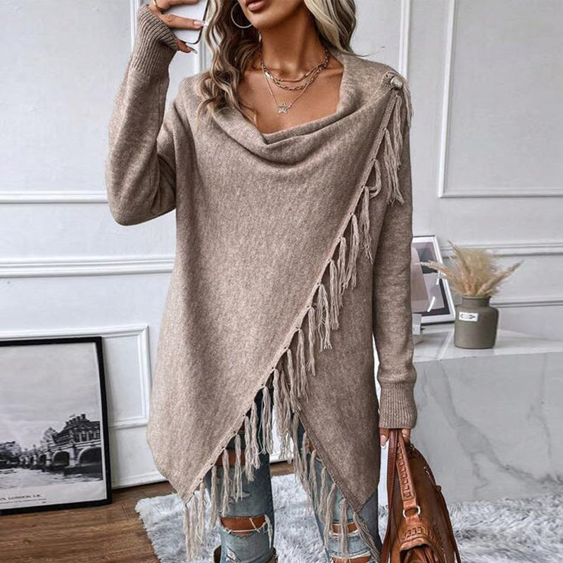 Freyja – Pullover mit Fransen und V-Ausschnitt