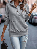 Gisela - Bequemer grauer einfarbiger Langarmpullover