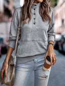 Gisela - Bequemer grauer einfarbiger Langarmpullover