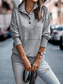 Gisela - Bequemer grauer einfarbiger Langarmpullover