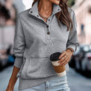 Gisela - Bequemer grauer einfarbiger Langarmpullover