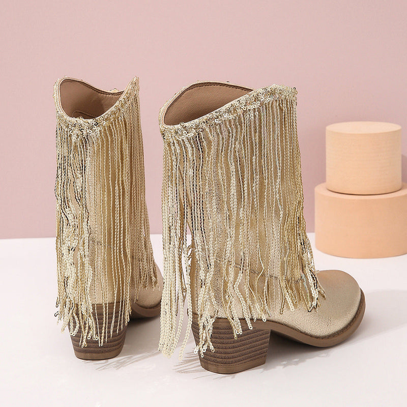 Glamouröse Glitzer Westernstiefel Damen Elegante Stiefel