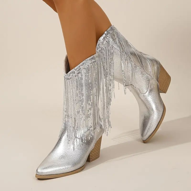 Glamouröse Glitzer Westernstiefel Damen Elegante Stiefel