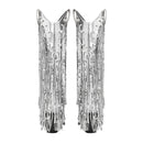 Glitzernde Boheme Western Damen Luftige Fransen Stiefel