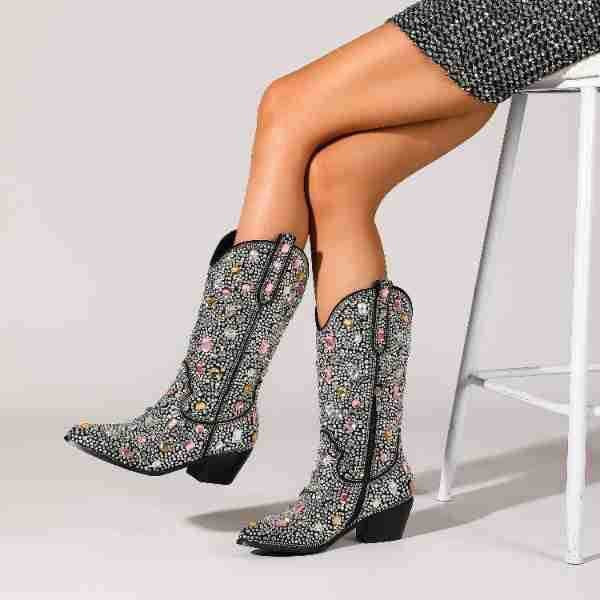 Glitzernde Western Cowboy Edle Stiefel Für Damen Stiefel