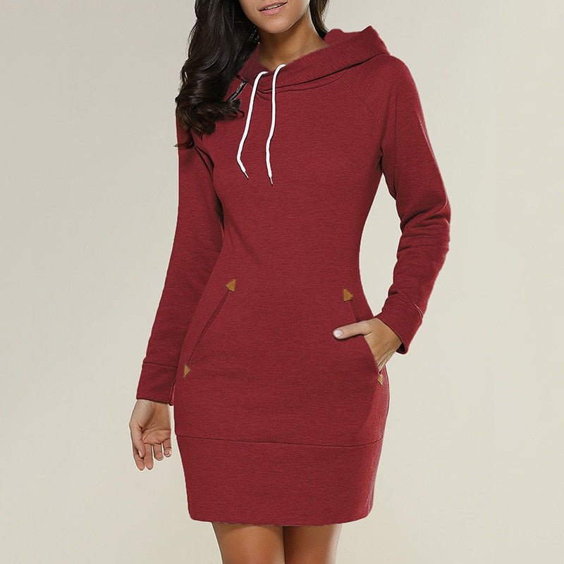Bequemes Lässiges Hoodie-Kleid Für Dich Mit Kapuze